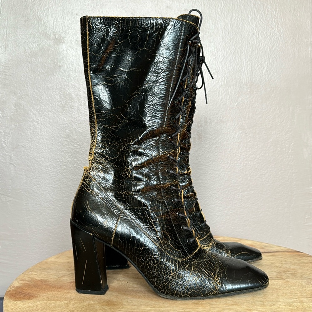 Miu Miu Boots, Dark Brown crackled vintage effect leather, size 39
